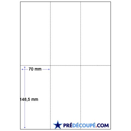 Feuilles A4 prédécoupées 6 coupons (70x147mm)