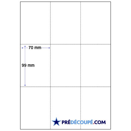 Feuilles A4 prédécoupées 9 coupons (70x99mm)