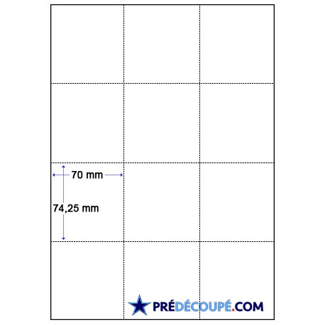 Feuilles A4 prédécoupées 12 coupons (70x74mm)